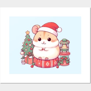 Cute Christmas Hamster Posters and Art